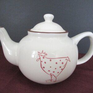 Terracotta by Coastal Imports teapot chicken dots + tea cozy